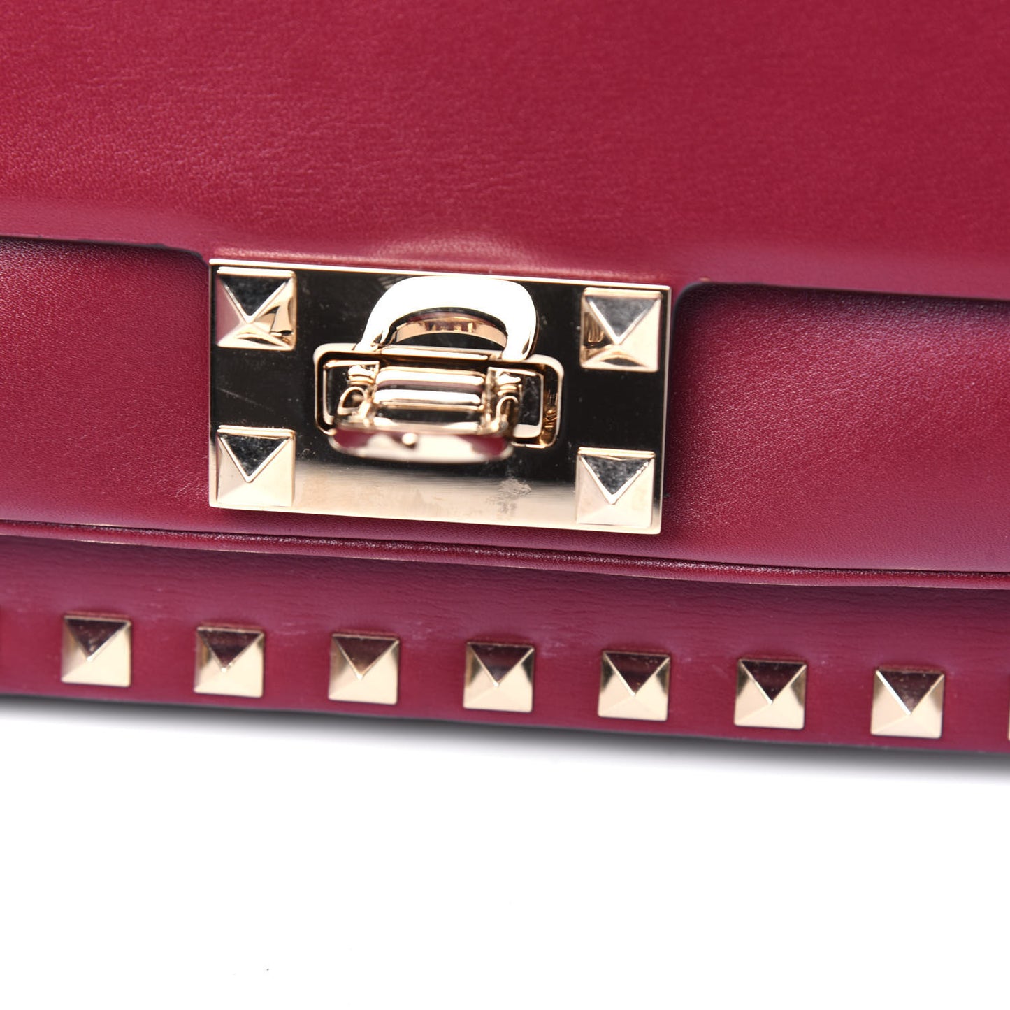 Vitello Rockstud Top Handle Shoulder Bag Cerise