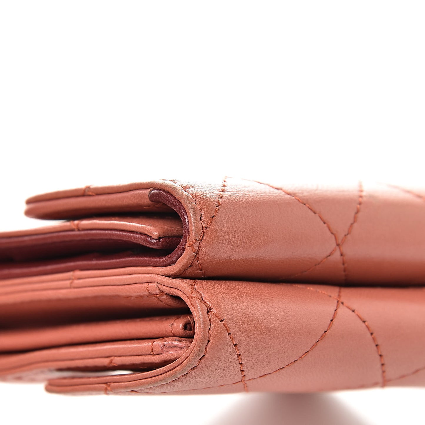 Lambskin Quilted Compact Flap Wallet Red