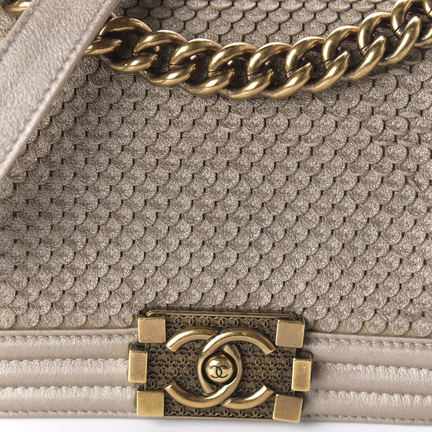 Chanel Metallic Lambskin Small Scaled Boy Flap Gold 10 of 10