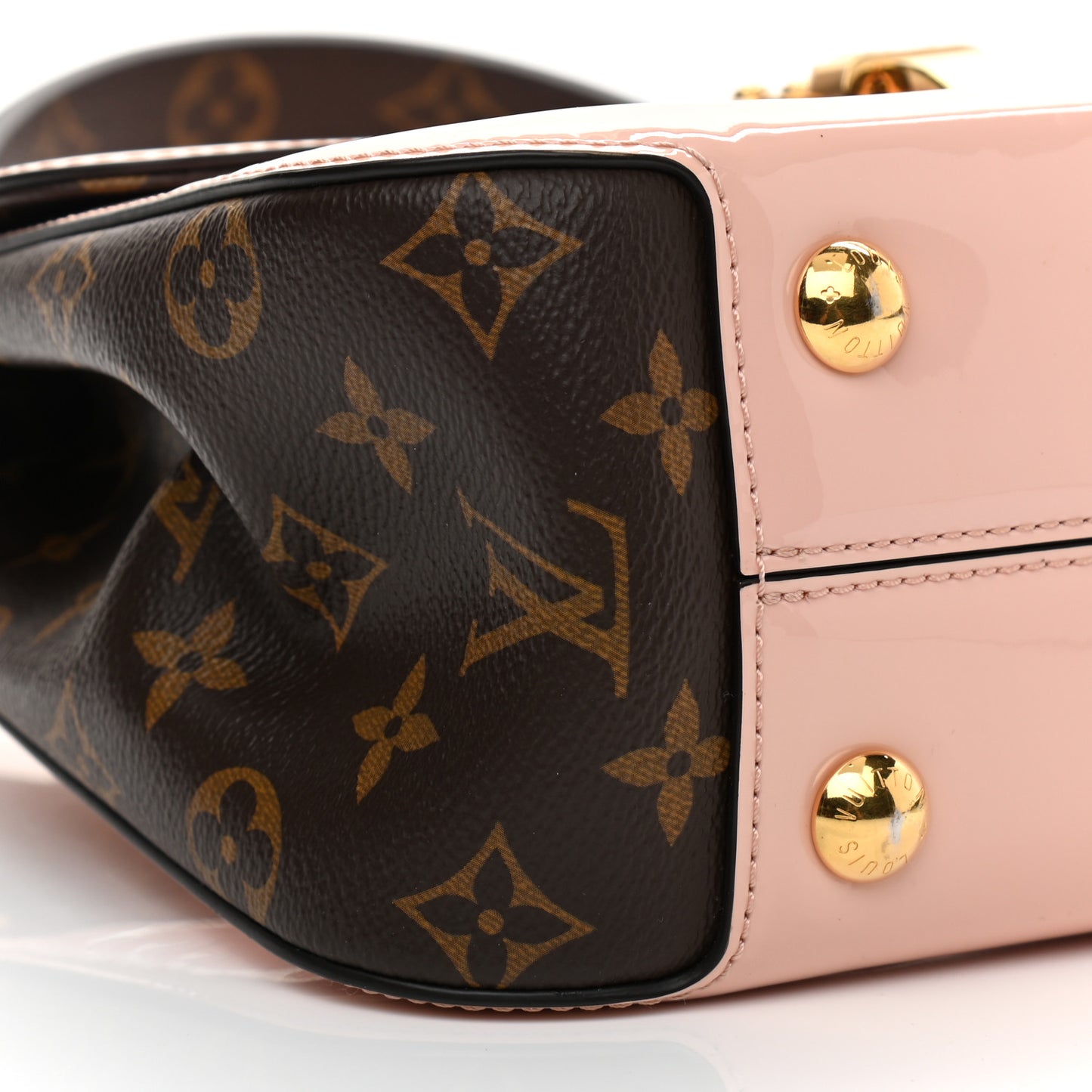 Patent Calfskin Monogram Cherrywood PM Rose Ballerine