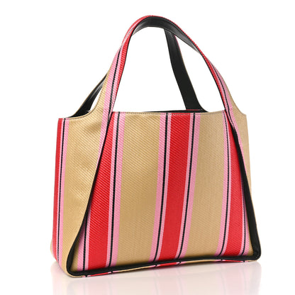Stella McCartney Raffia Striped Logo Tote Red 4 of 8