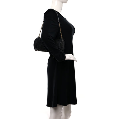 Saint Laurent Raffia Monogram Small Cassandre Cylinder Bag Black 3 of 8