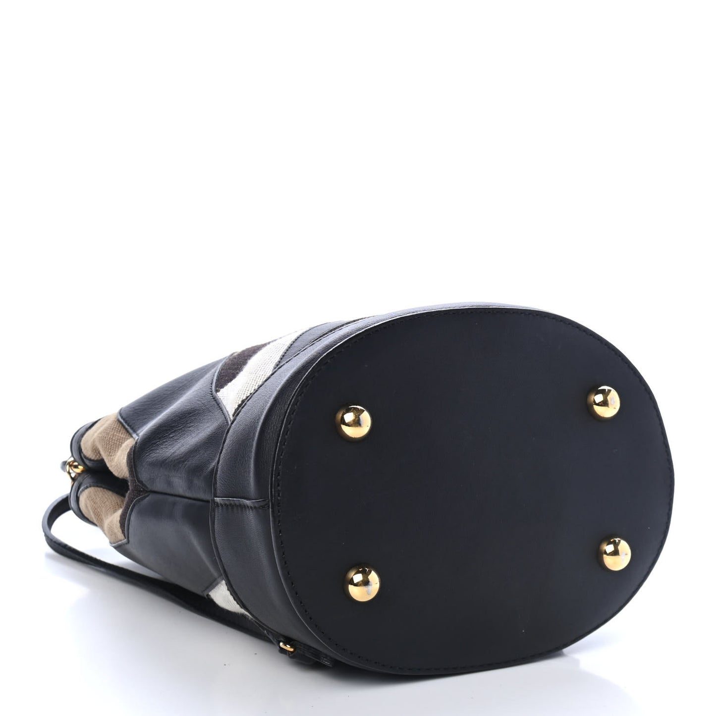 Canvas Check Calfskin Small The Bucket Backpack Bag Natural