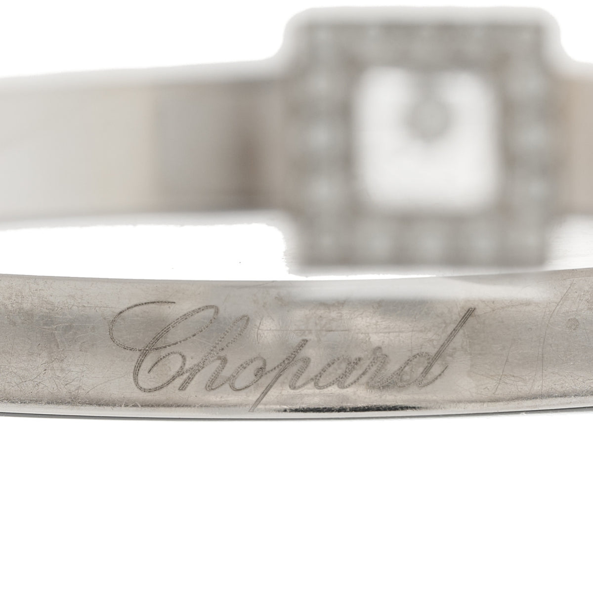 18K White Gold Diamond Happy Diamonds Square Bangle Bracelet