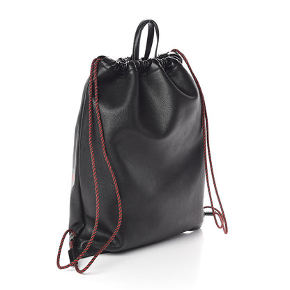 Gucci Calfskin Logo Drawstring Backpack Black 4 of 9