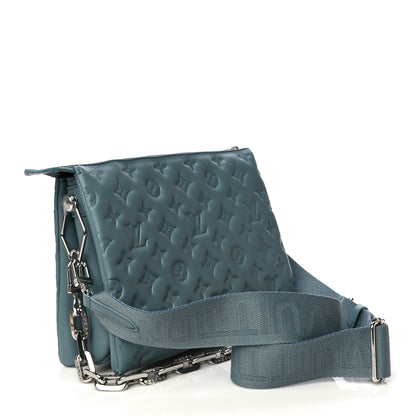 Louis Vuitton Lambskin Embossed Monogram Coussin PM Blue Glacier 3 of 11