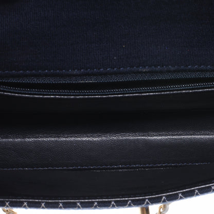 Chanel Patent Jersey Quilted Small Flap Navy Blue 7 of 9