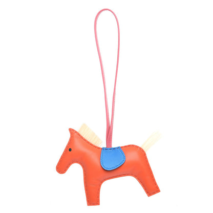 Hermes Milo Lambskin Horsehair Grigri Rodeo Horse Bag Charm MM Orange Poppy Bleu Zanzibar Azalee 1 of 4