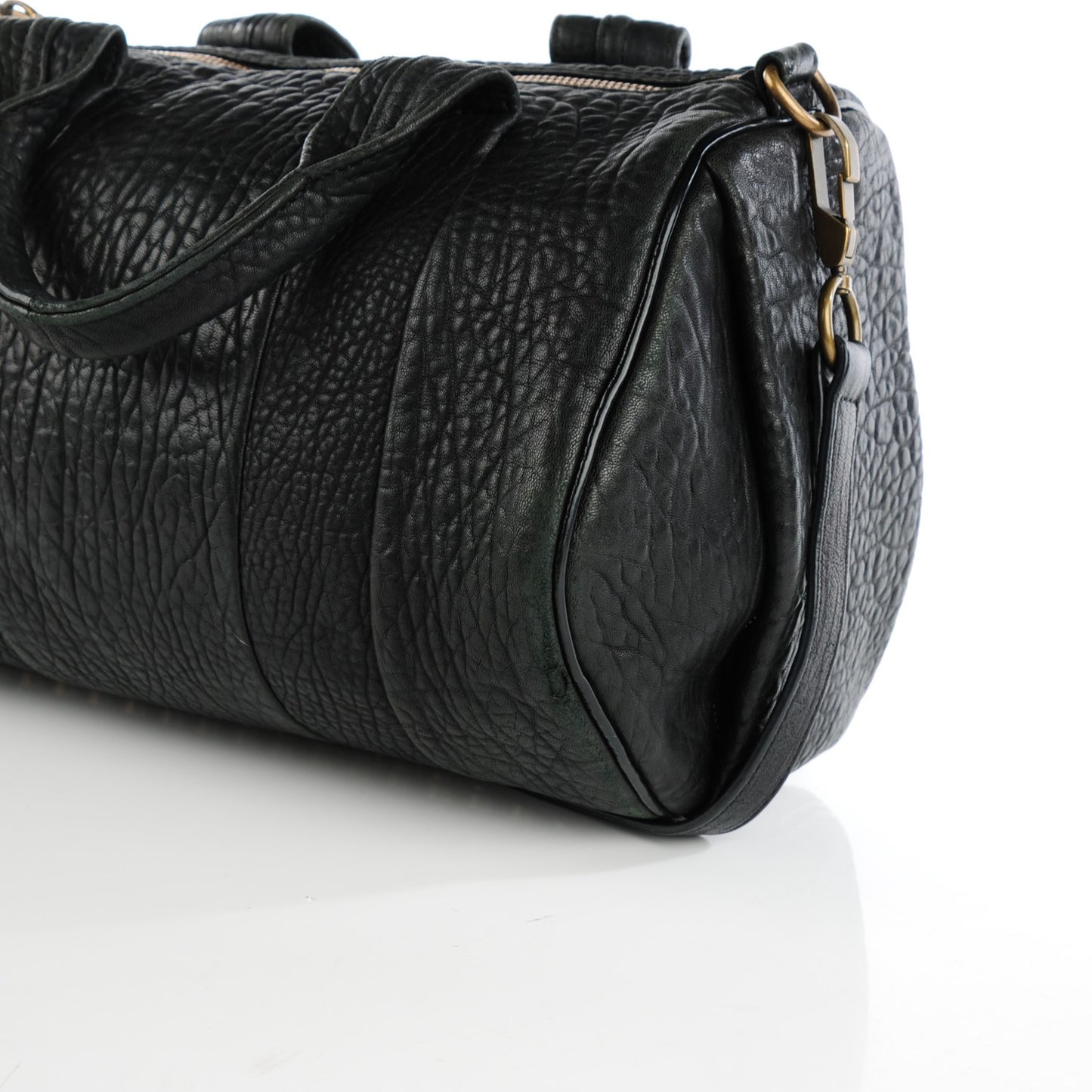 Pebbled Lambskin Rocco Black Antique Brass Hardware