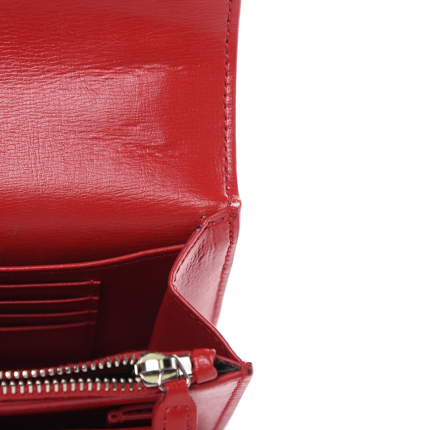 Saint Laurent Calfskin Monogram Sunset Chain Wallet Red 9 of 11