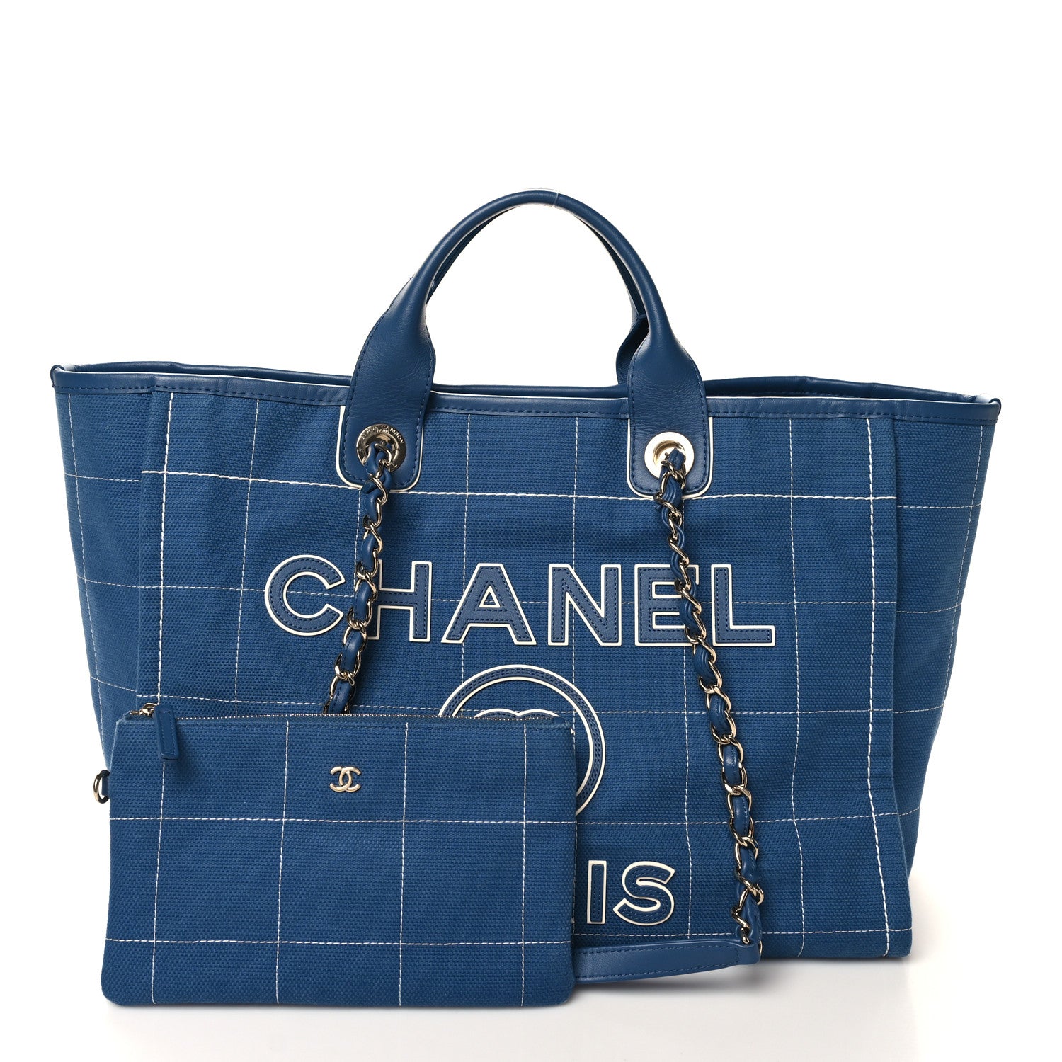 Chanel Cotton Medium Deauville Tote Blue White 3 of 12