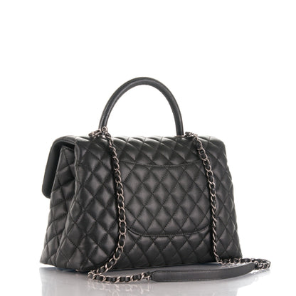 Chanel Caviar Lizard Quilted Medium Coco Handle Flap Black 4 of 9
