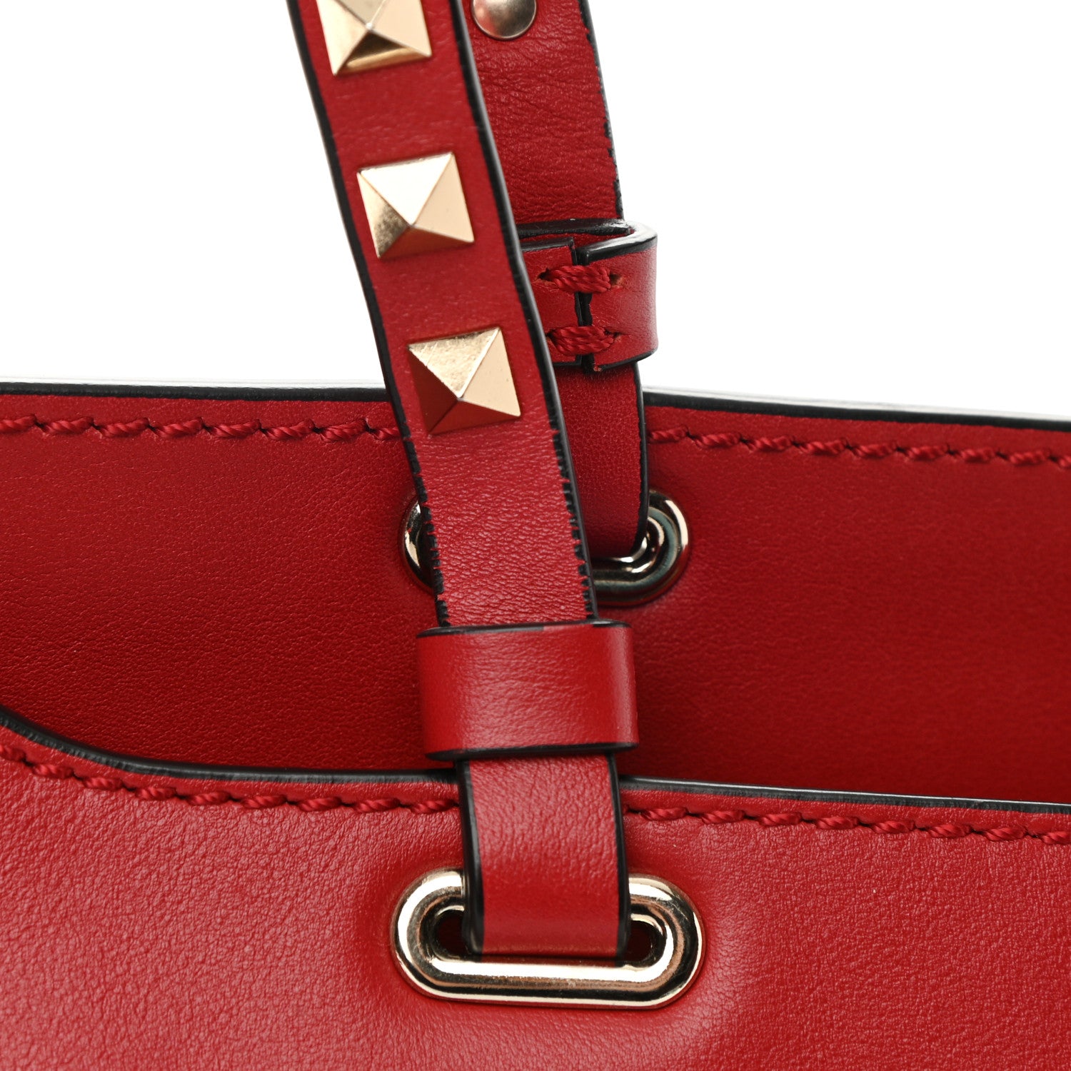 Valentino Garavani Vitello Medium Rockstud Tote Rosso Valentino 10 of 11