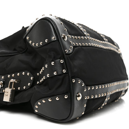 Prada Nylon Saffiano Studded Large Trunk Bag  Black 8 of 9