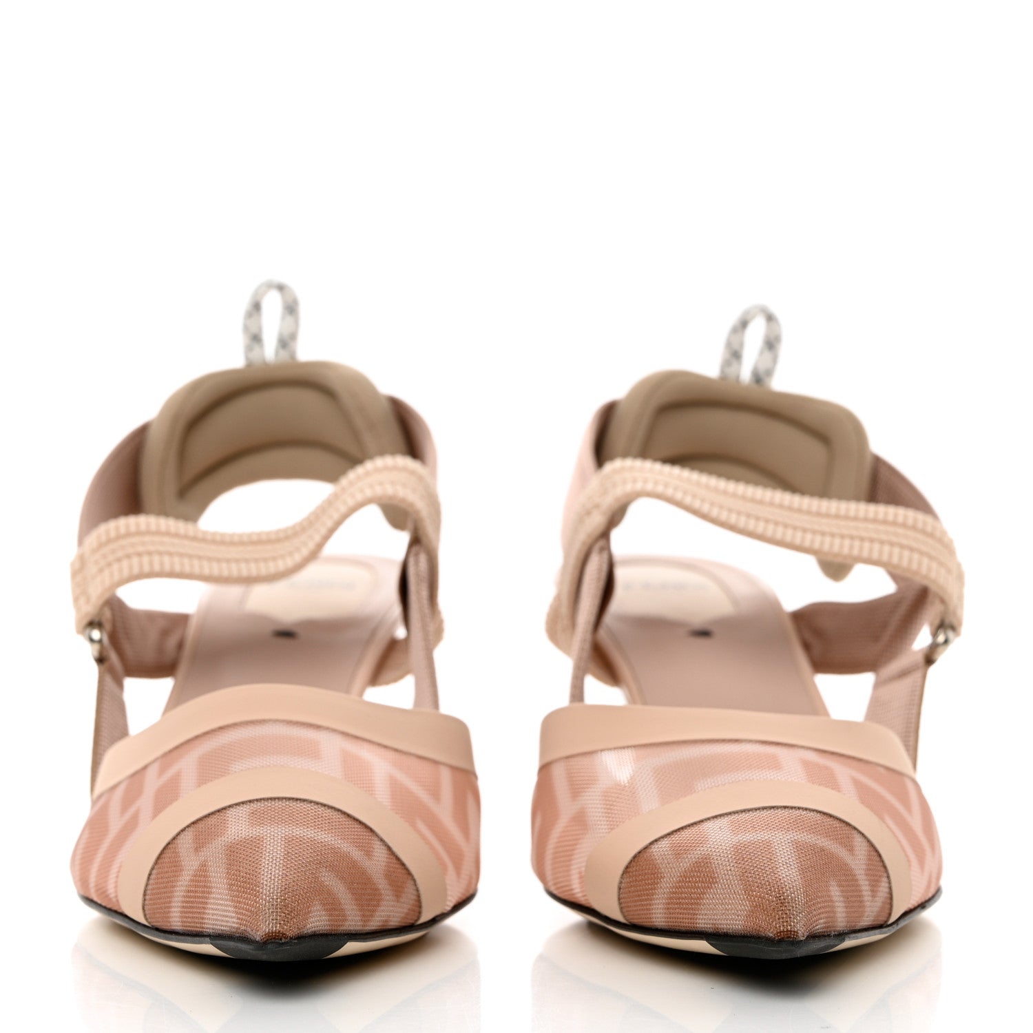 Fendi Technical Mesh FF Colibri 55mm Slingback Pumps 40 Rose Nudo 2 of 8