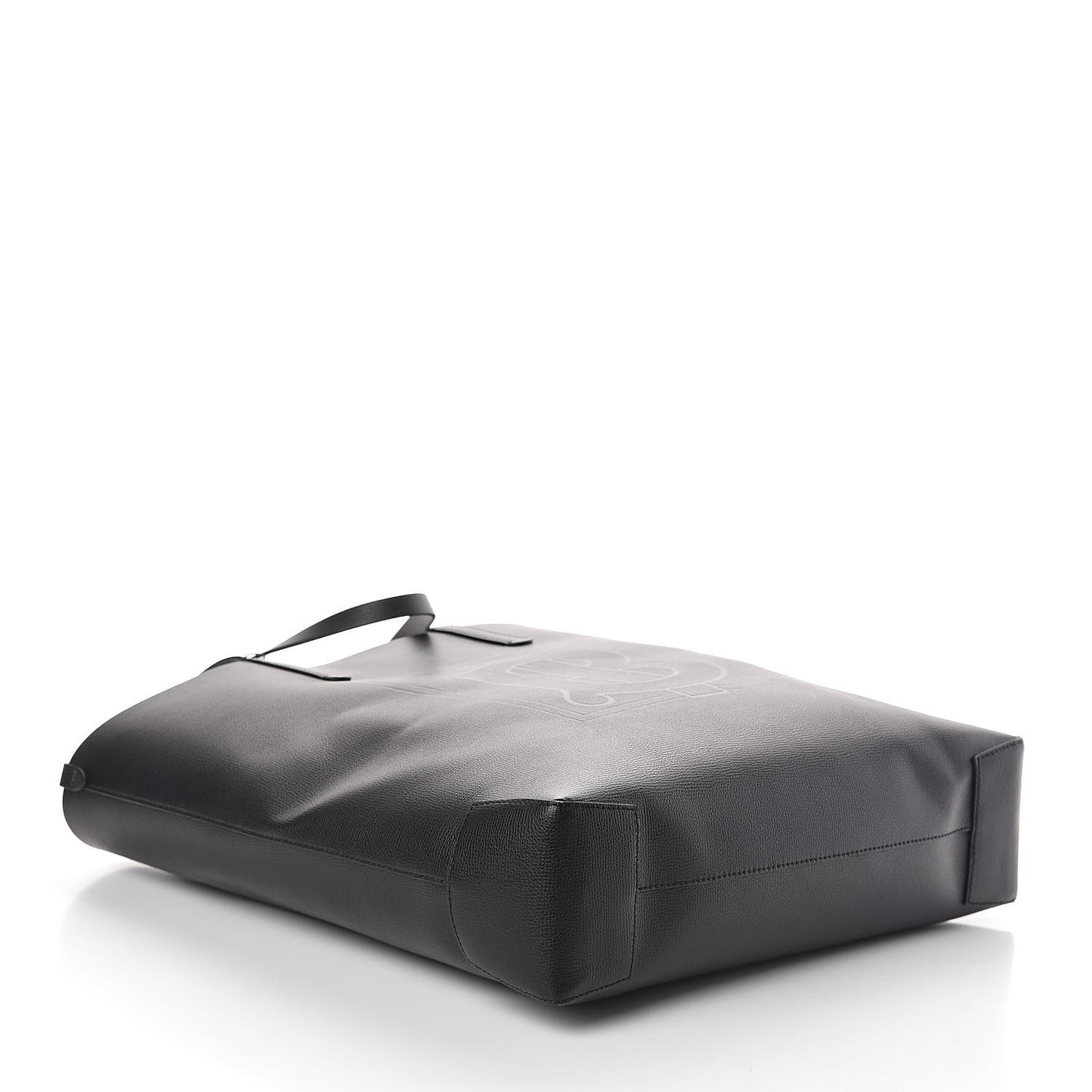 Calfskin TB Motif Embossed Tote Black