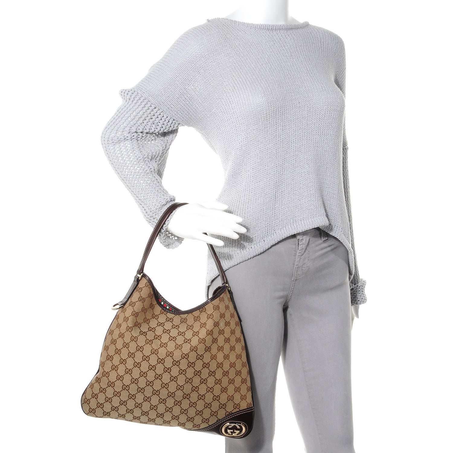 Gucci Monogram GG Medium New Britt Hobo Brown 2 of 7