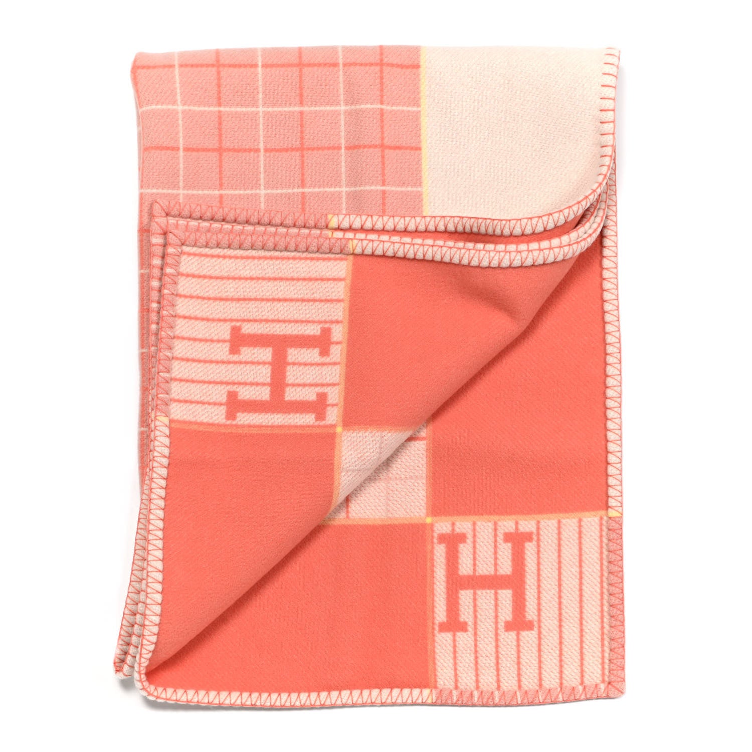 Hermes Wool Cashmere Avalon Cabriole Blanket Melon 2 of 3