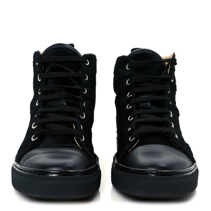 Hermes Pony Hair Calfskin Womens Jimmy High Top Sneakers 38.5 Black 3 of 9