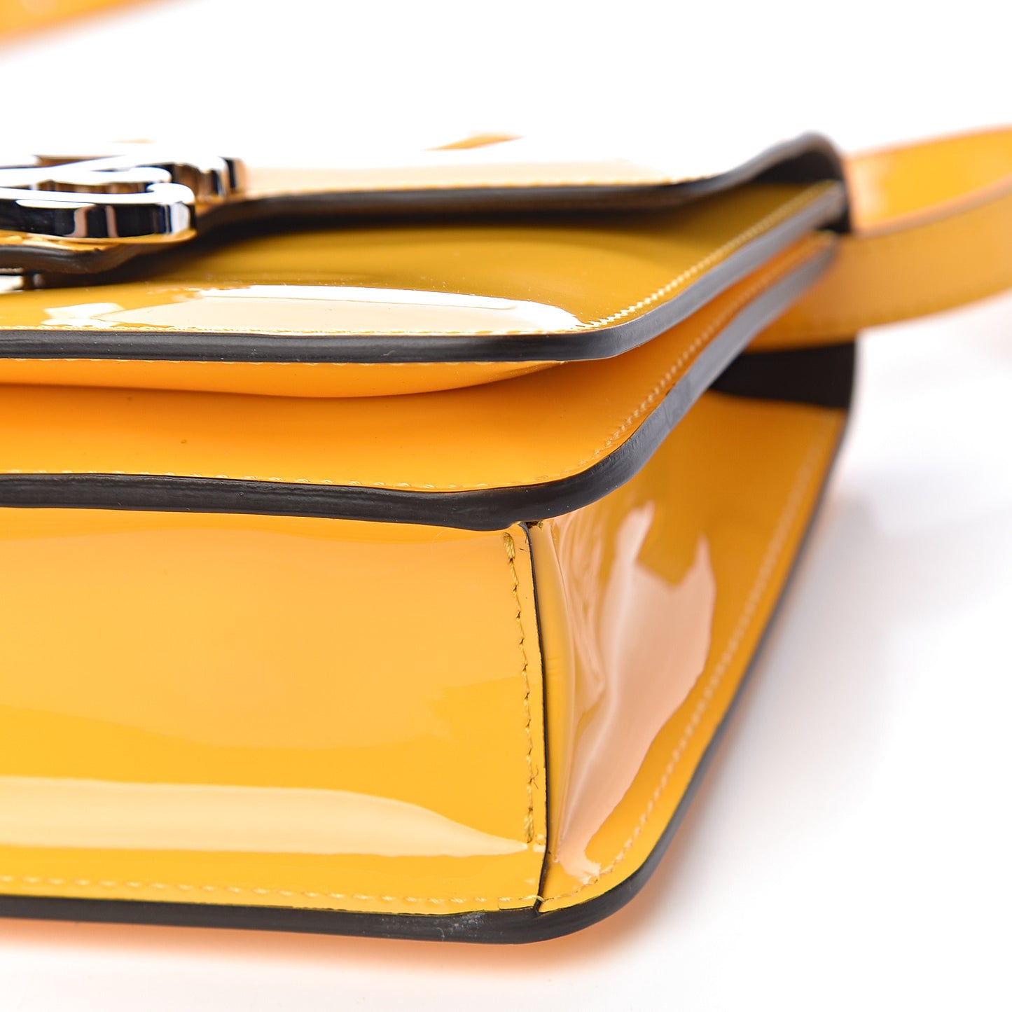 Vitello Vernice Mou Karligraphy Crossbody Bag Giallo