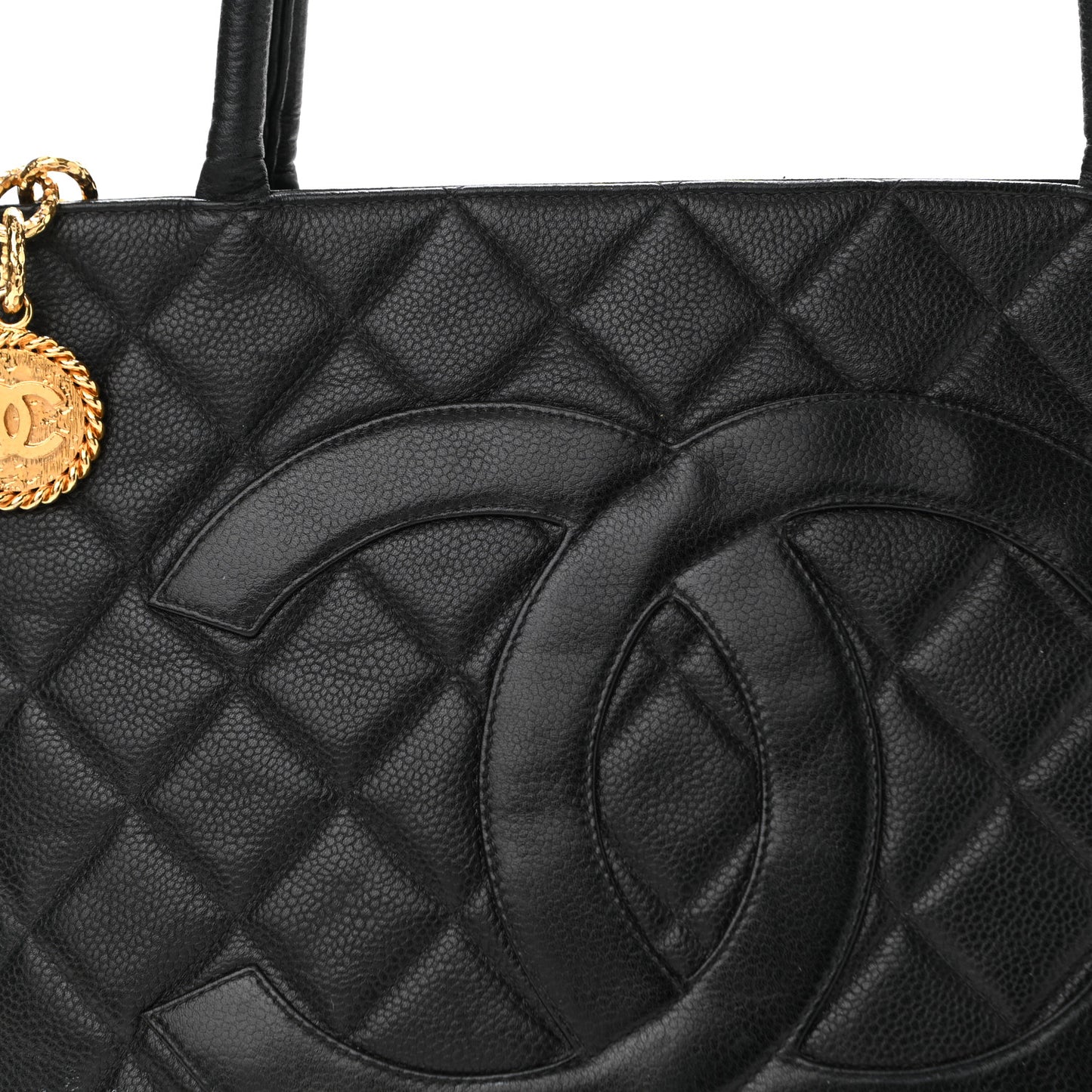 Caviar Quilted Medallion Tote Black