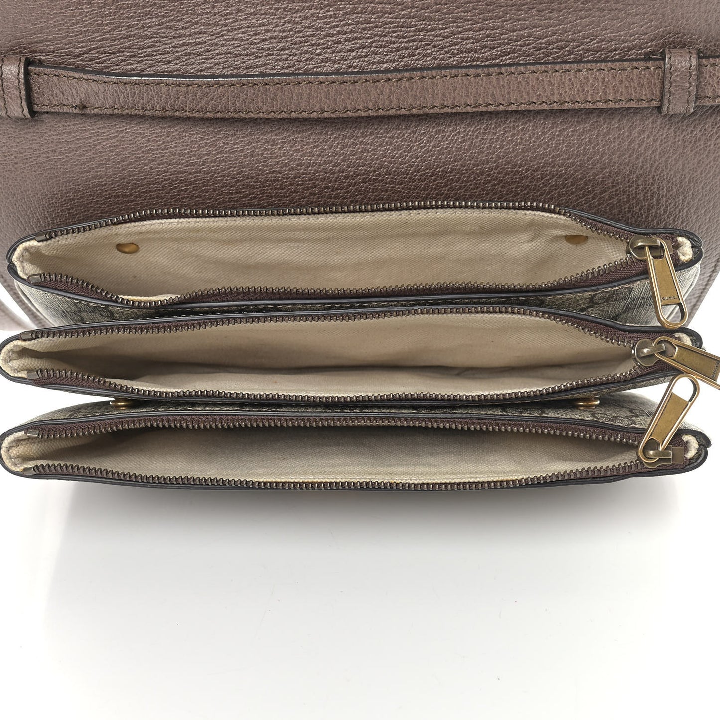 GG Supreme Monogram Web Ophidia Flap Messenger Bag Beige New Acero