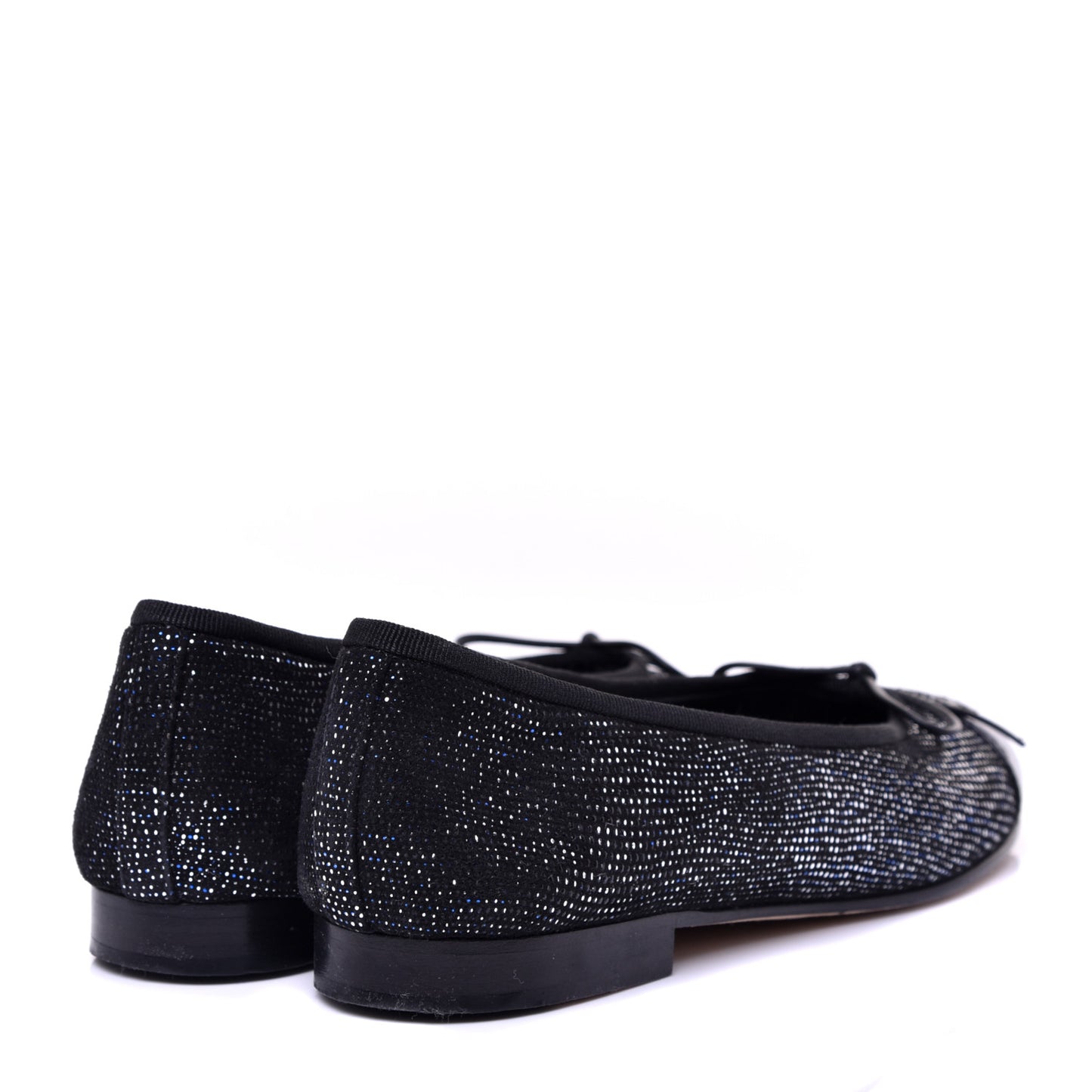 Fantasy Goatskin Patent Calfskin CC Cap Toe Ballerina Flats 36.5 Black Blue