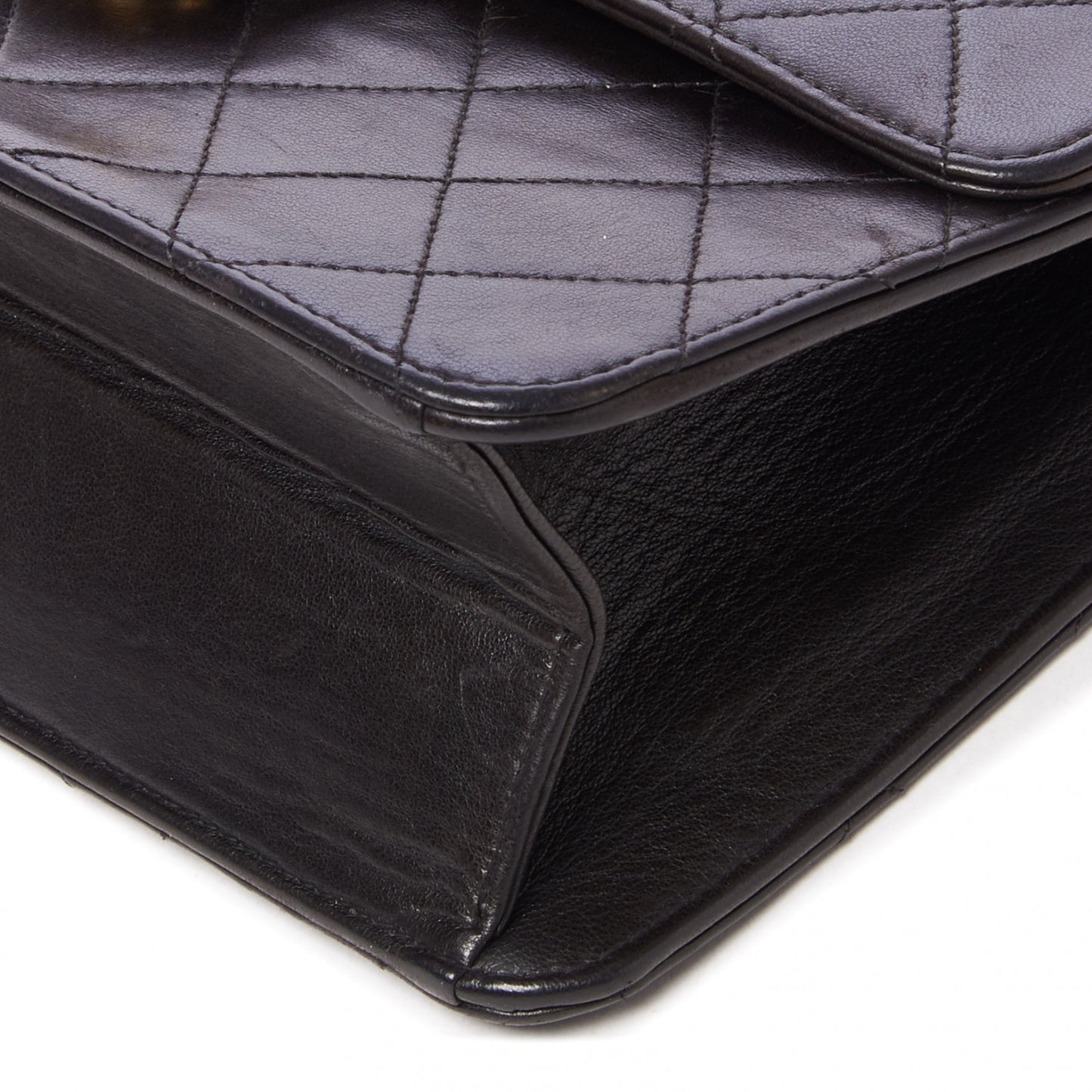 Lambskin Quilted Small Single Flap Black