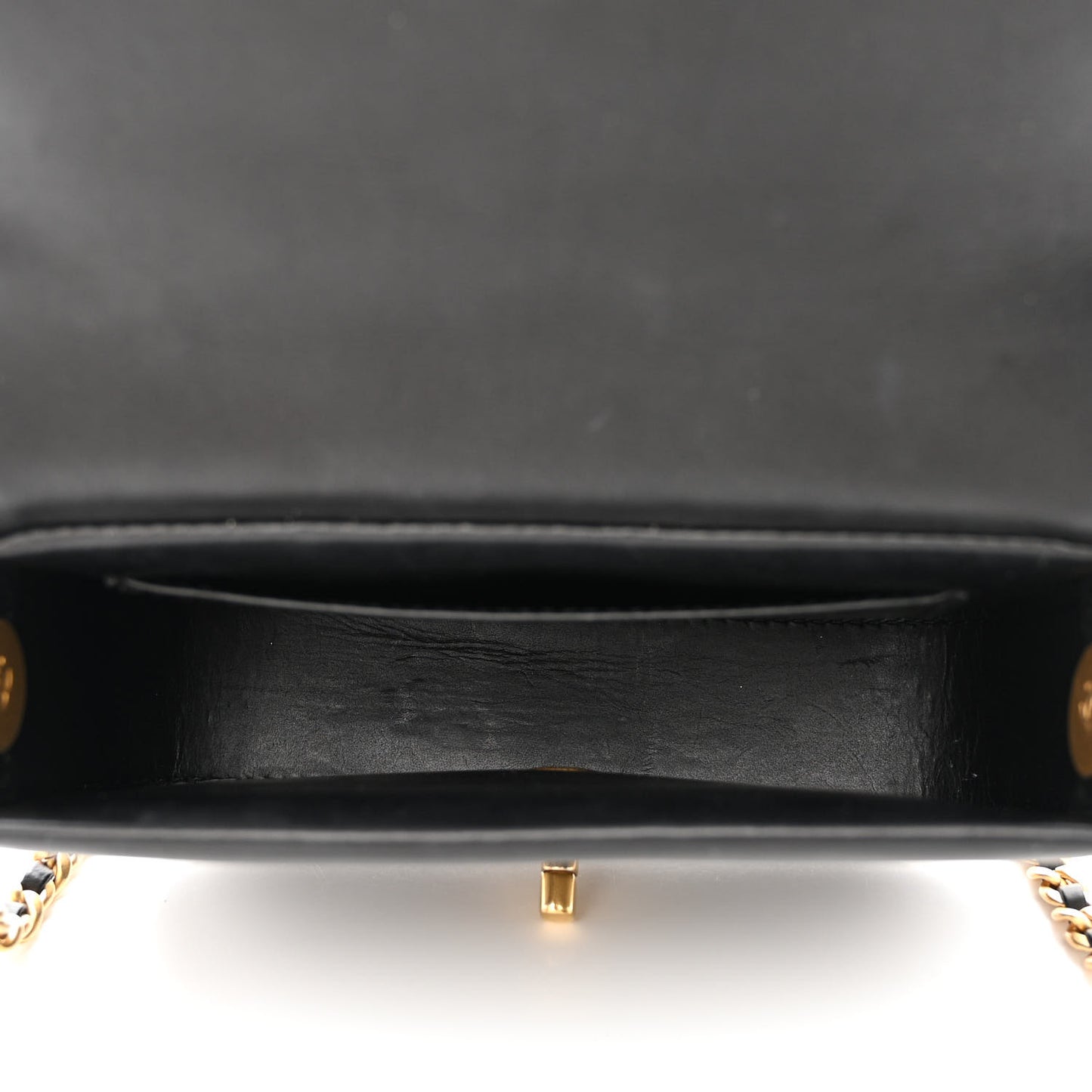 Calfskin Quilted Mini Nailed CC Flap Bag Black
