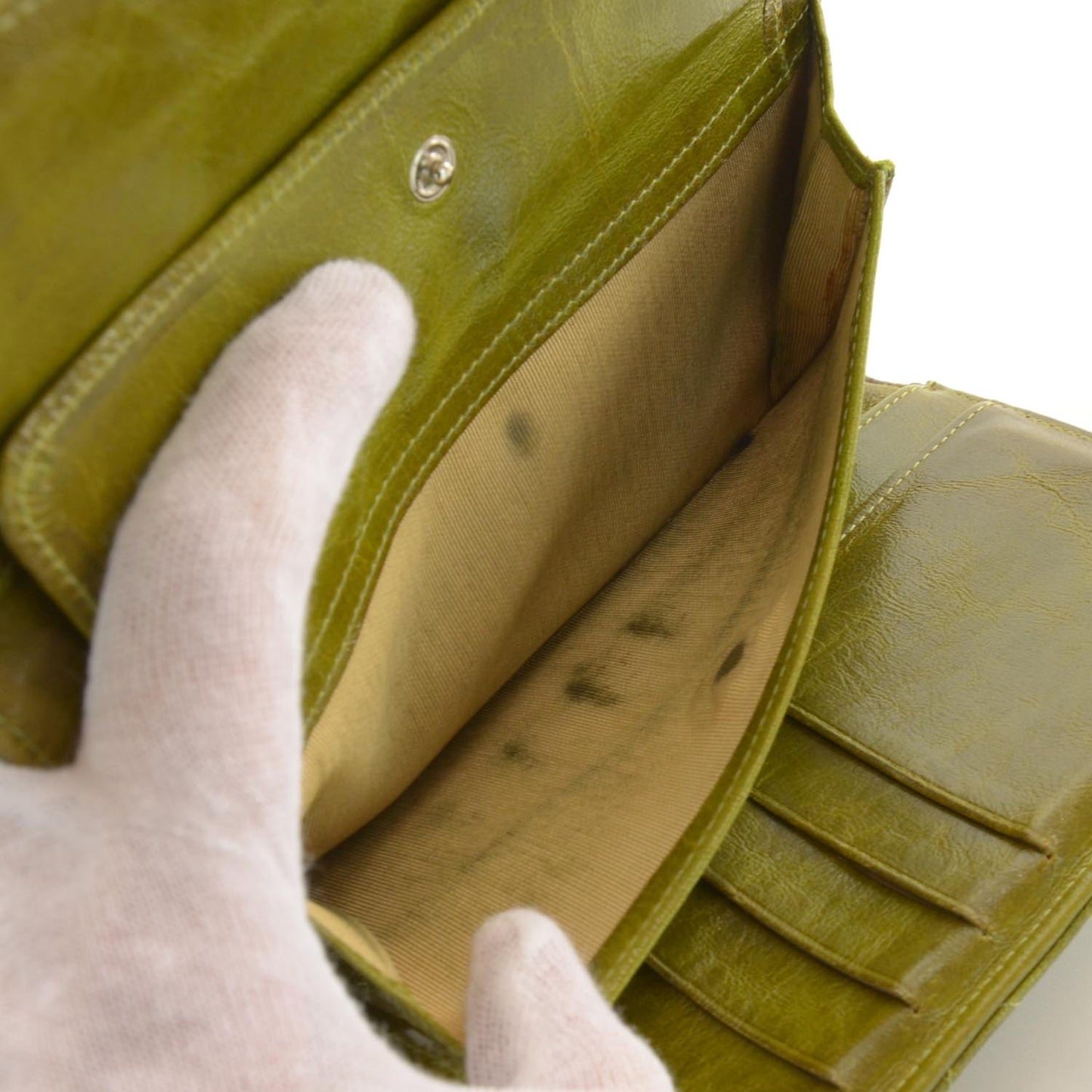 Calfskin Quilted Large Flap Wallet Green