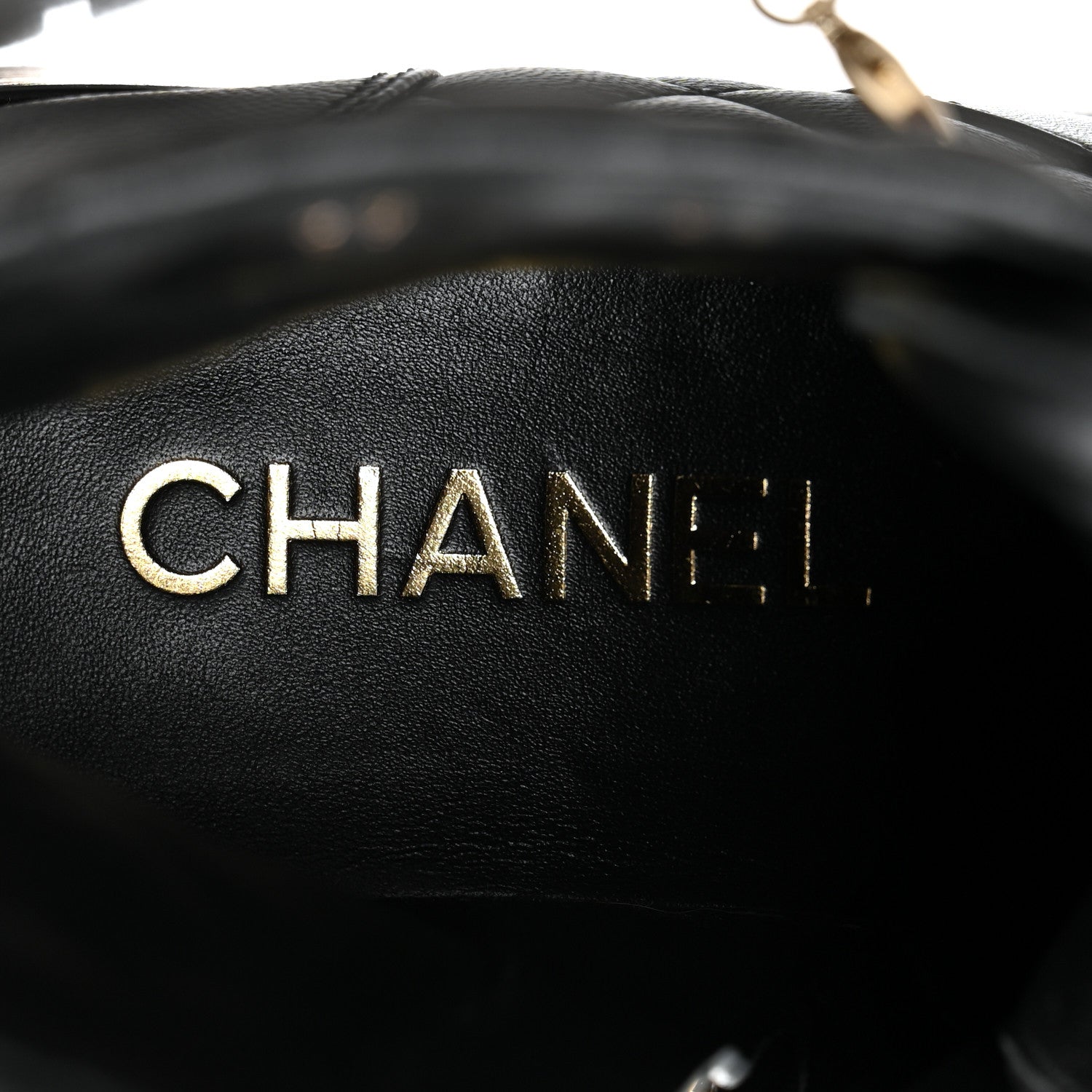 Chanel Shiny Calfskin Patent Quilted Chain Lace Up Combat Boots 36 Black 6 of 8
