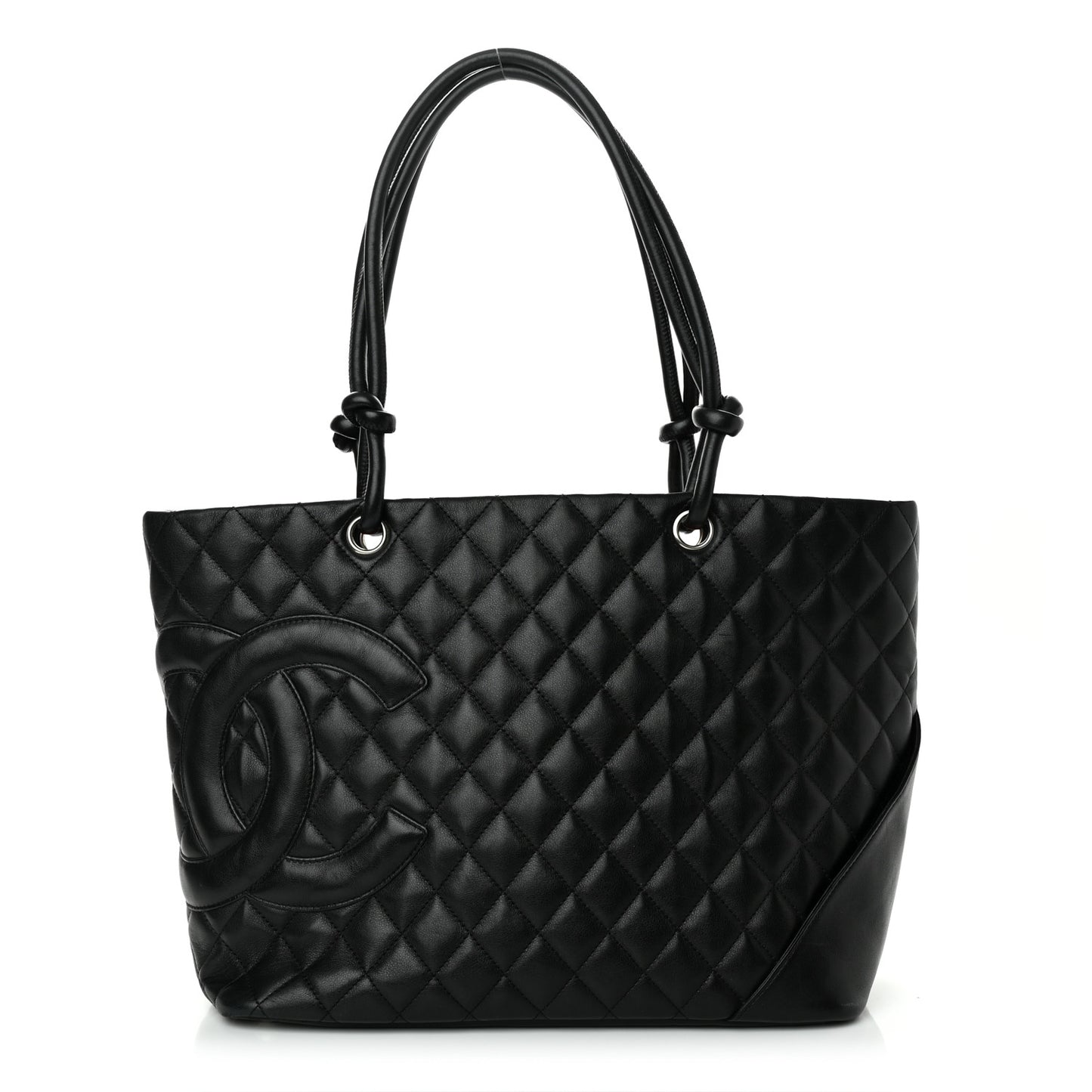 Calfskin Quilted Large Cambon Tote Black