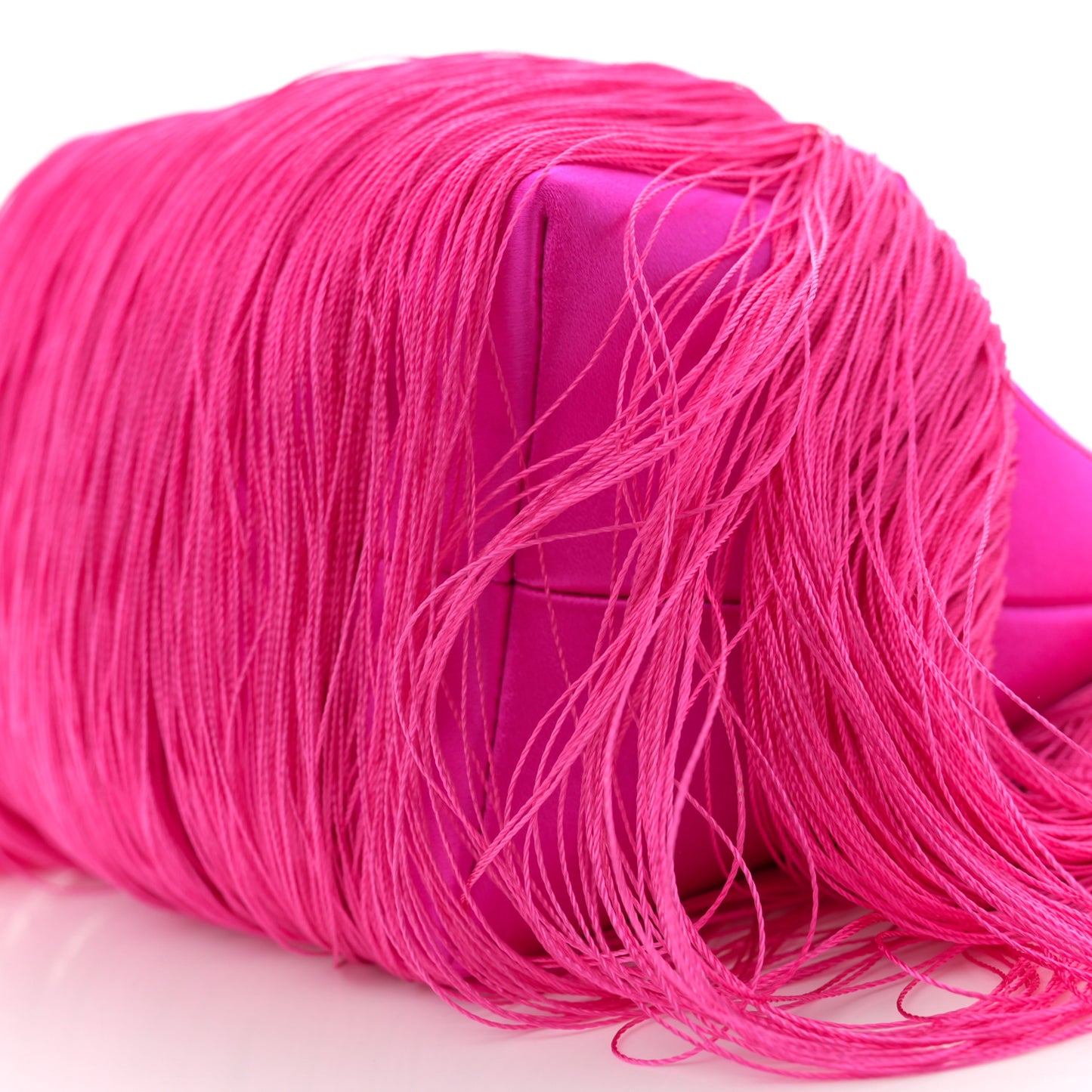 Satin Fringe Bon Bon Bag Fuchsia