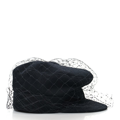 Christian Dior Cotton Canvas Arty Cap with Veil 57 Black 3 of 7