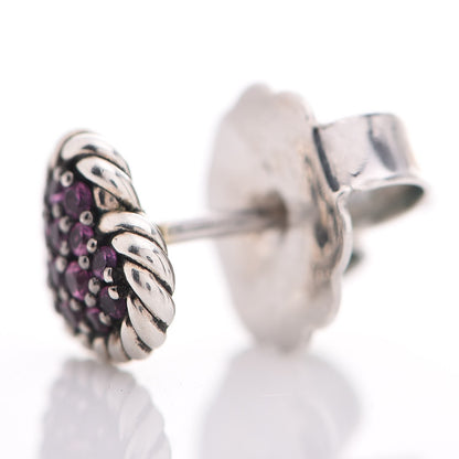 David Yurman Sterling Silver Pink Sapphire Petite Pave Heart Earrings 6 of 7