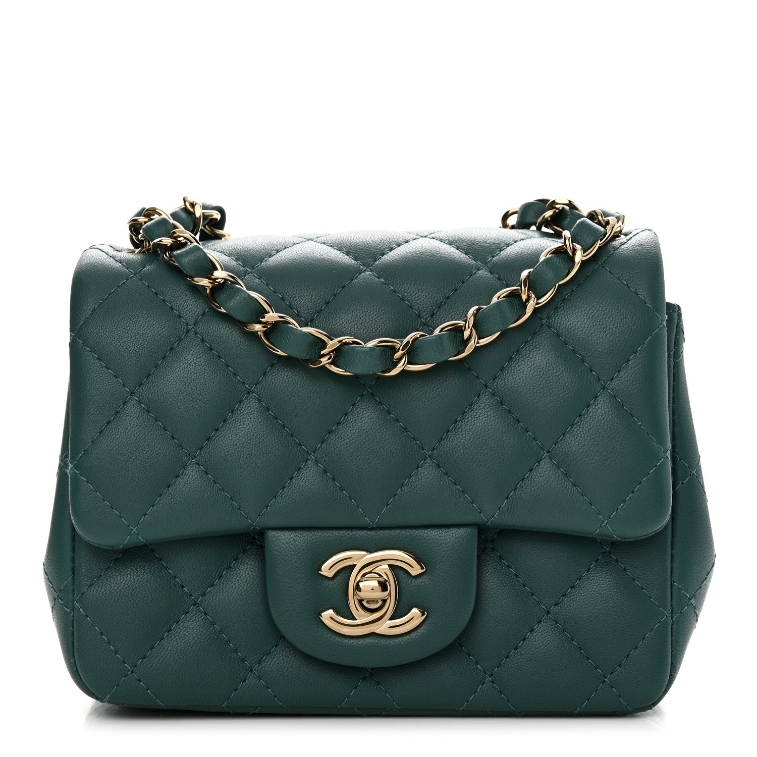 Chanel Lambskin Quilted Mini Square Flap Green 1 of 11