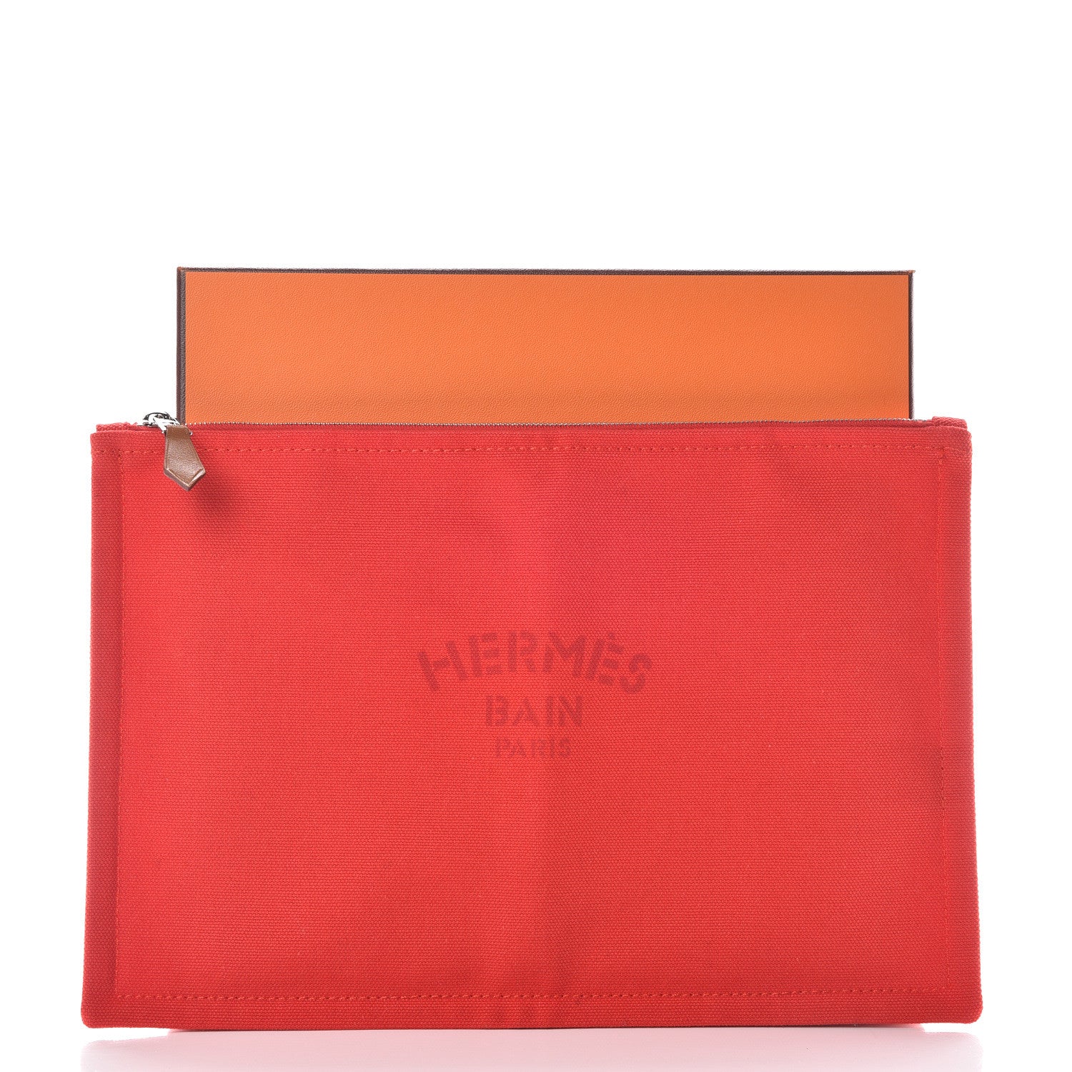 Hermes Toile Flat Yachting Pouch Rouge 8 of 8
