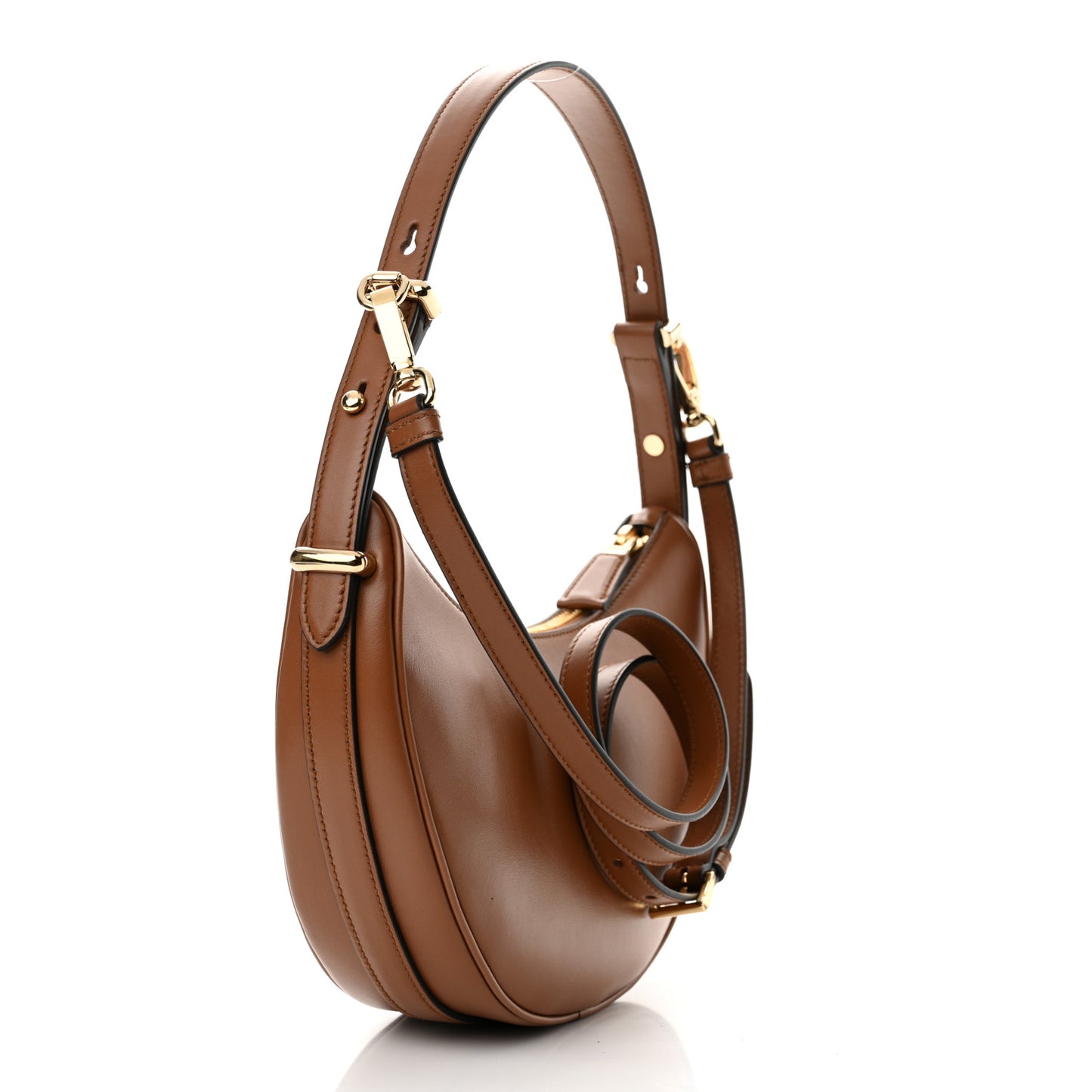 Soft Calfskin Arque Shoulder Bag Cognac