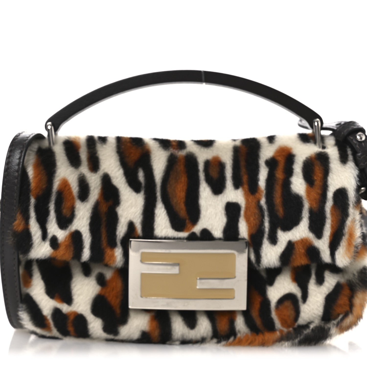 Fendi Calf Hair Leopard Print Phone Baguette Moro 8 of 11
