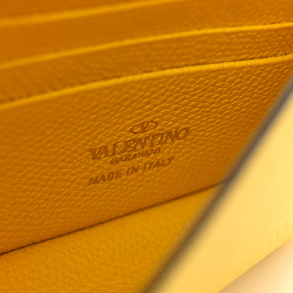 Valentino Garavani Grainy Calfskin VLogo Top Handle Wallet With Chain Bright Lemon 6 of 9