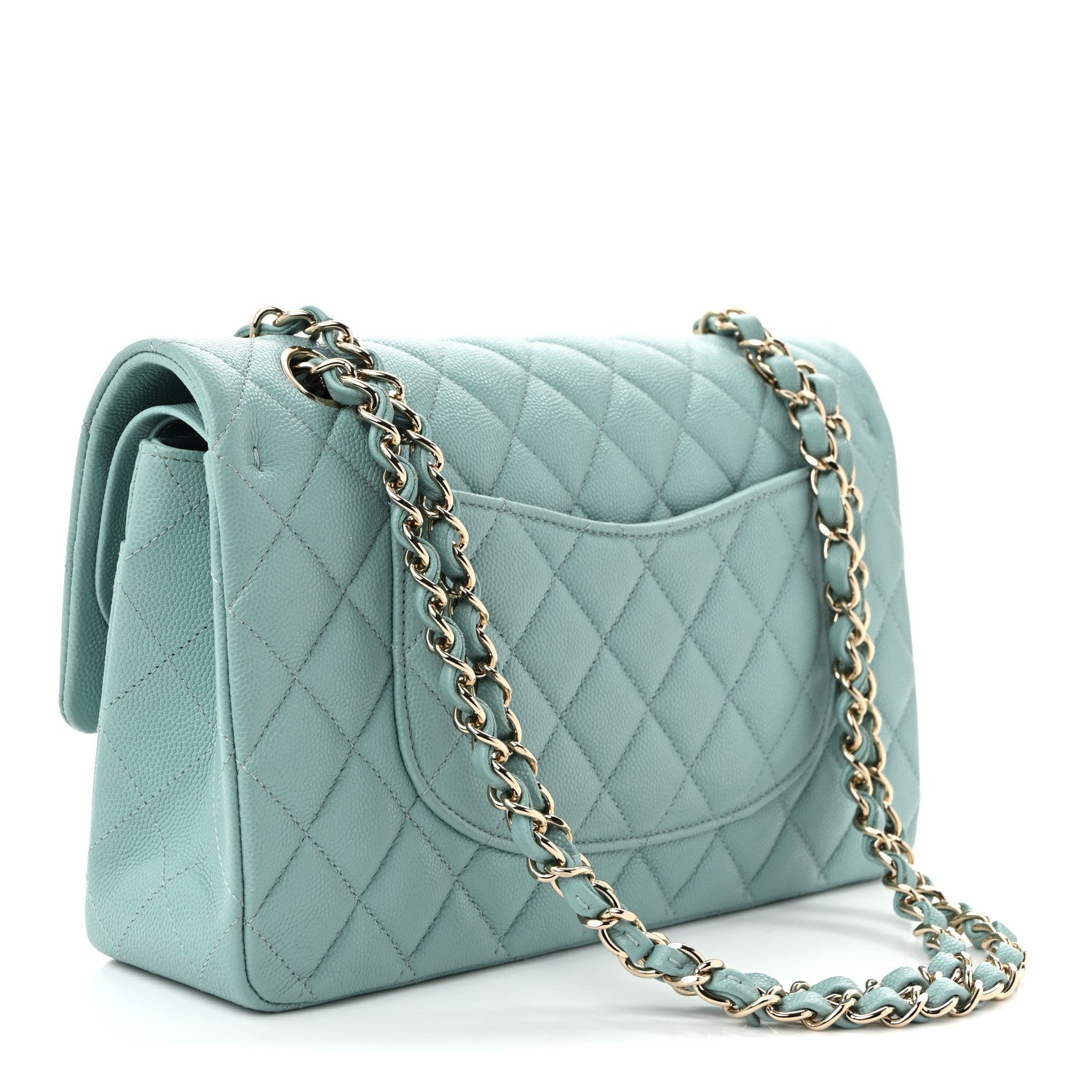 Chanel Caviar Quilted Medium Double Flap Light Blue 3 of 10