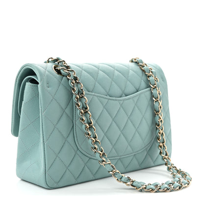 Chanel Caviar Quilted Medium Double Flap Light Blue 3 of 10