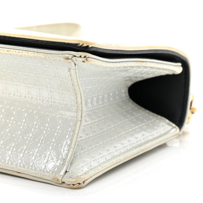 Christian Dior Metallic Patent Micro-Cannage Small Diorama Flap Bag Silver 10 of 14