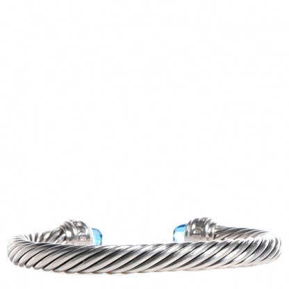 David Yurman Sterling Silver Blue Topaz Diamond 7mm Cable Classics Bracelet 3 of 5
