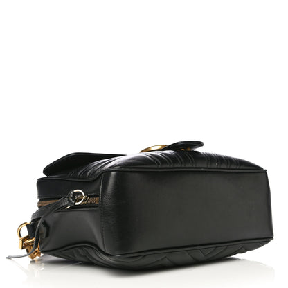 Gucci Calfskin Matelasse Sylvie Web Small GG Marmont Top Handle Shoulder Bag Black 4 of 31