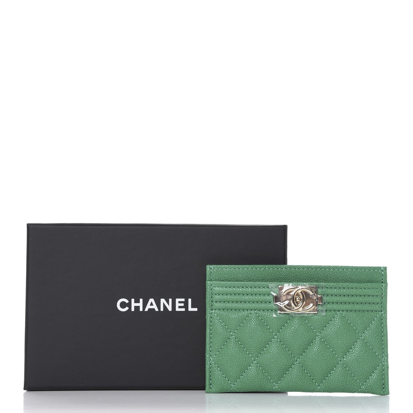 Caviar Quilted Boy Card Holder Green
