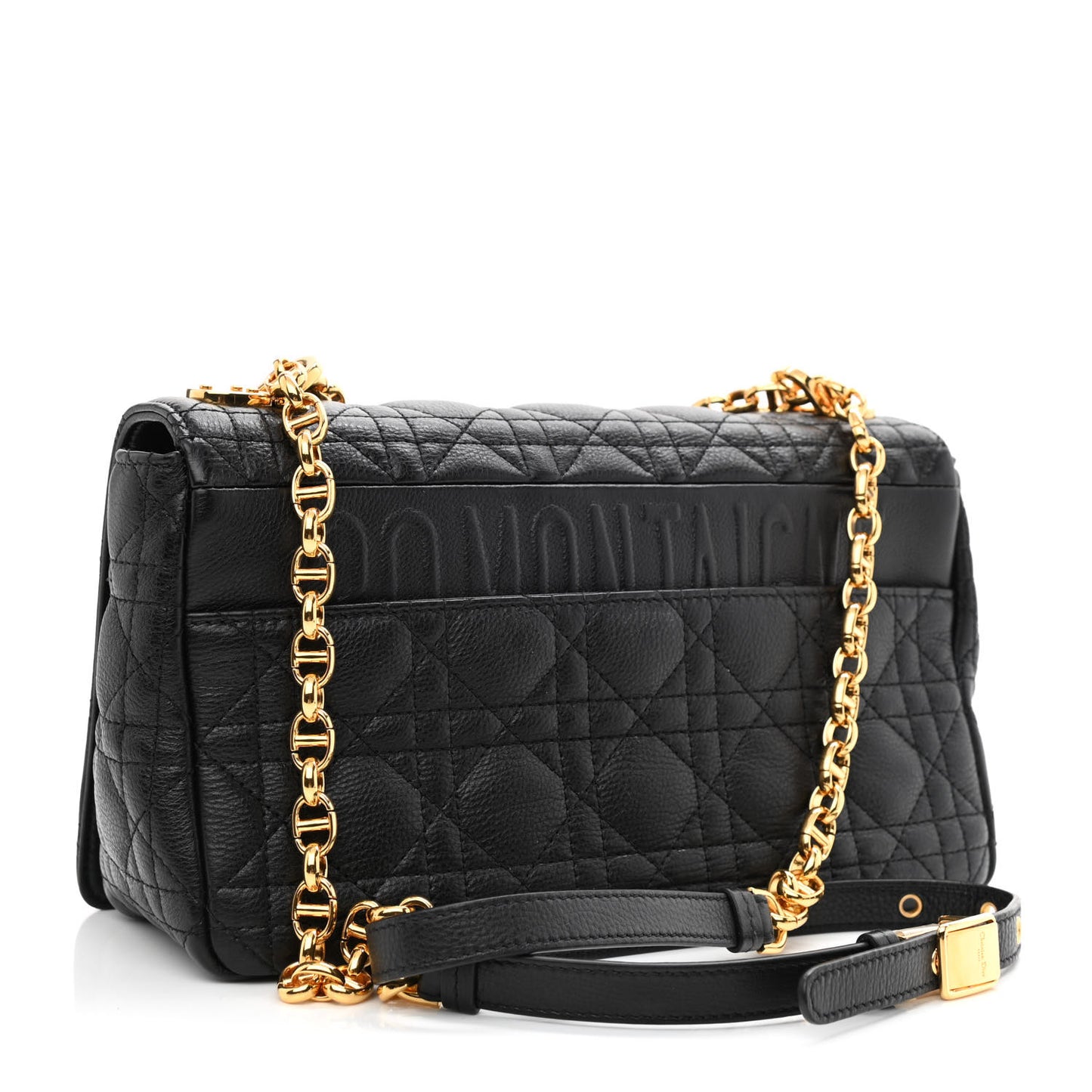 Calfskin Cannage Medium Caro Bag Black