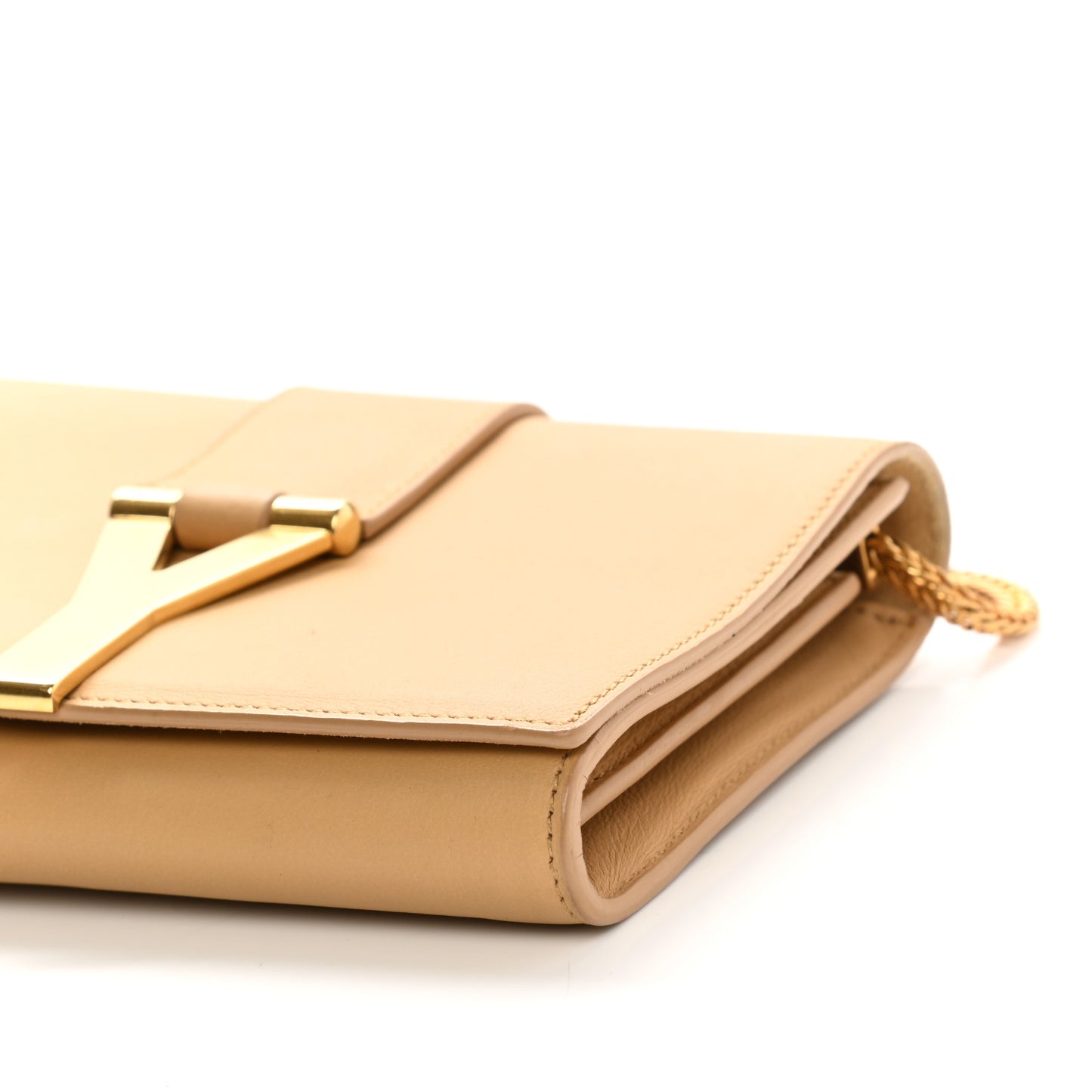 Calfskin Small Classic Y Satchel Bag Beige