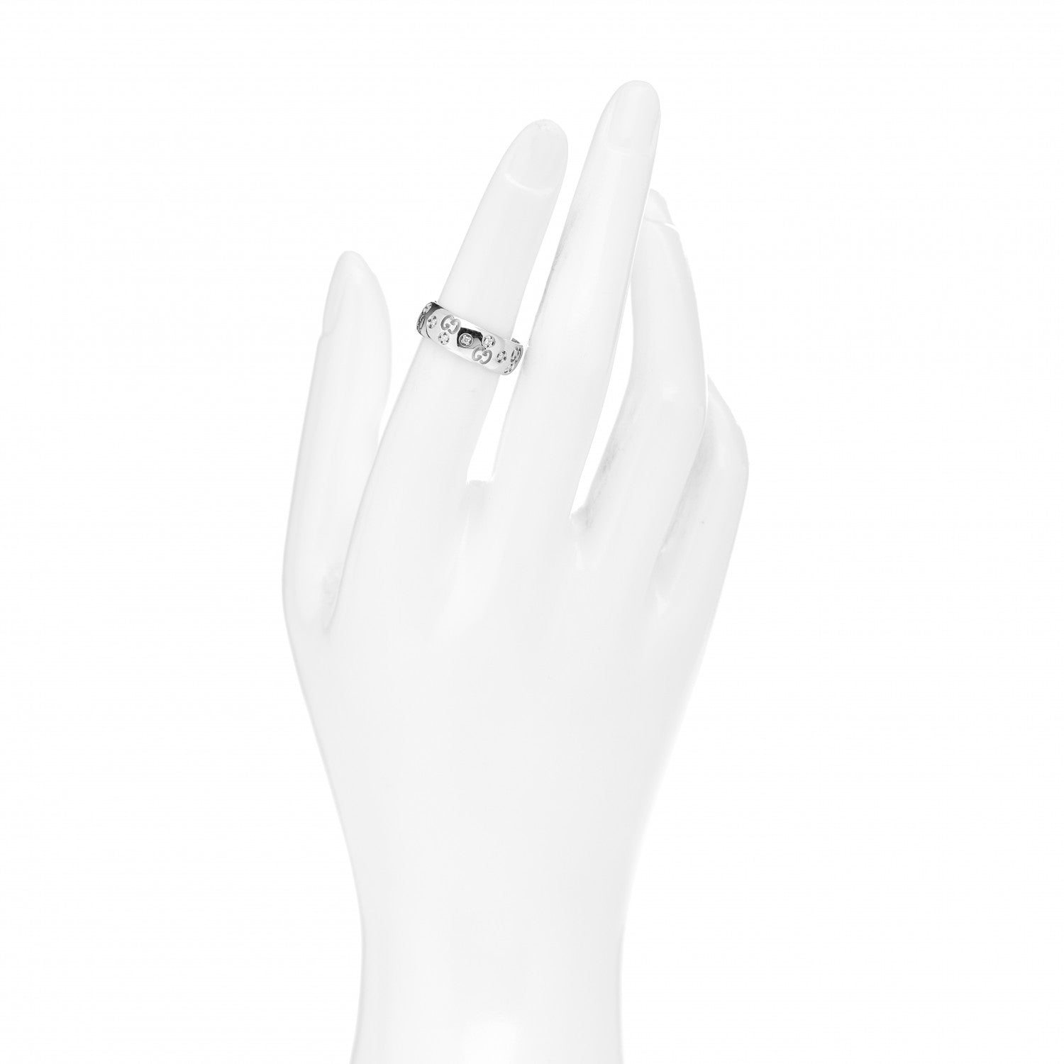 Gucci 18K White Gold Diamond 6mm Icon Band Ring 52 6 2 of 5