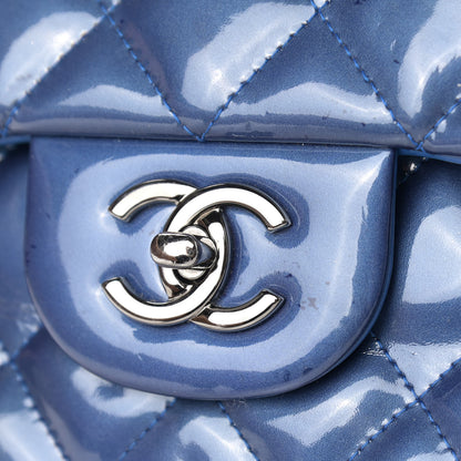 Chanel Patent Quilted Jumbo Double Flap Blue 14 of 20